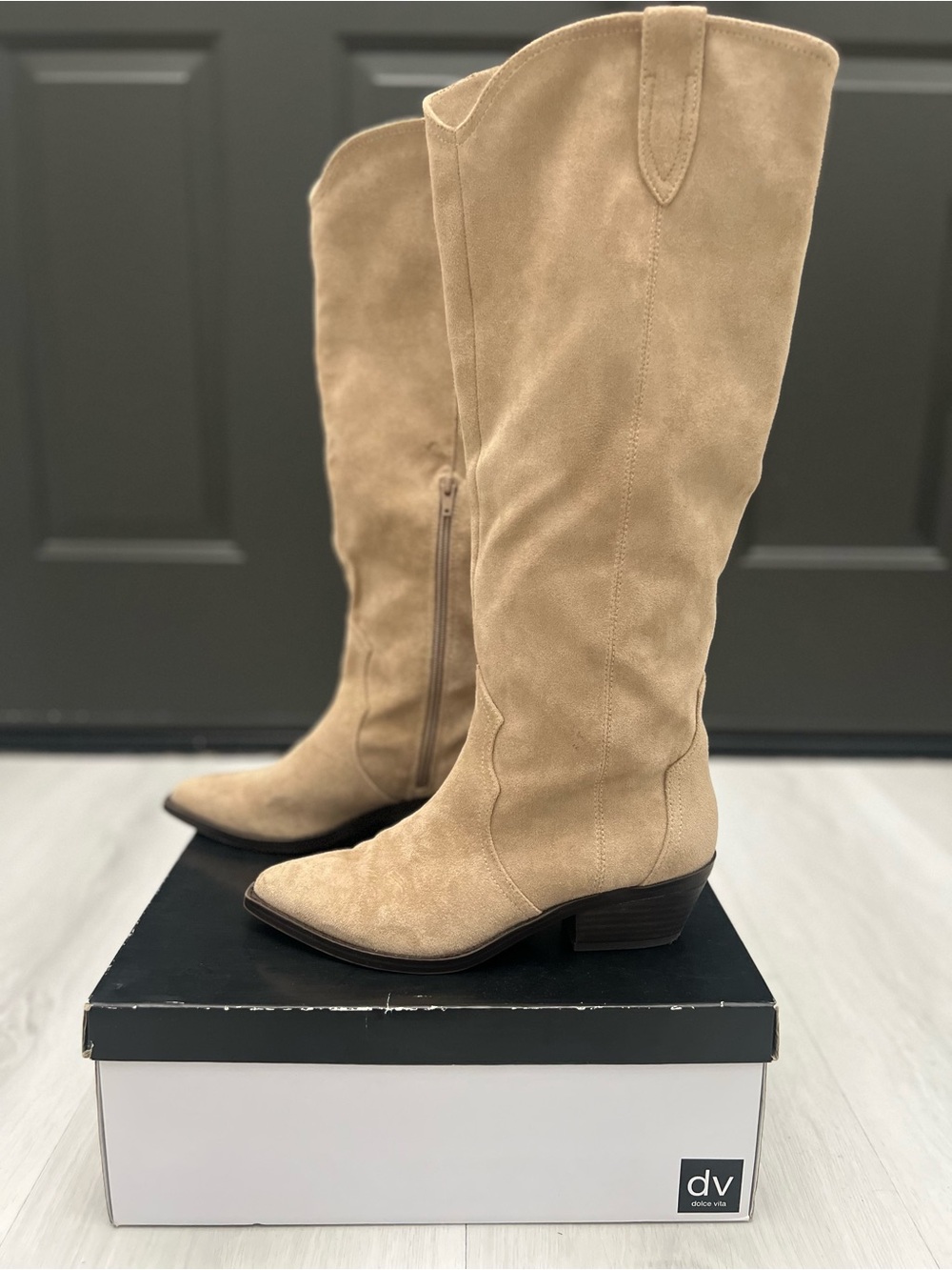 DV by Dolce Vita Tan Suede Over-the-Knee Western Boots